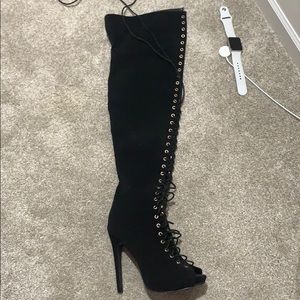 Thigh High Open Toe Heels